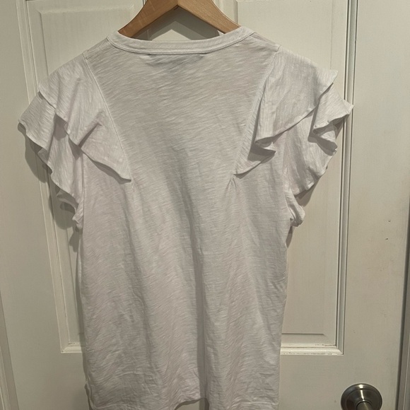 Veronica Beard White Flutter Sleeve T-Shirt - Picture 5 of 5